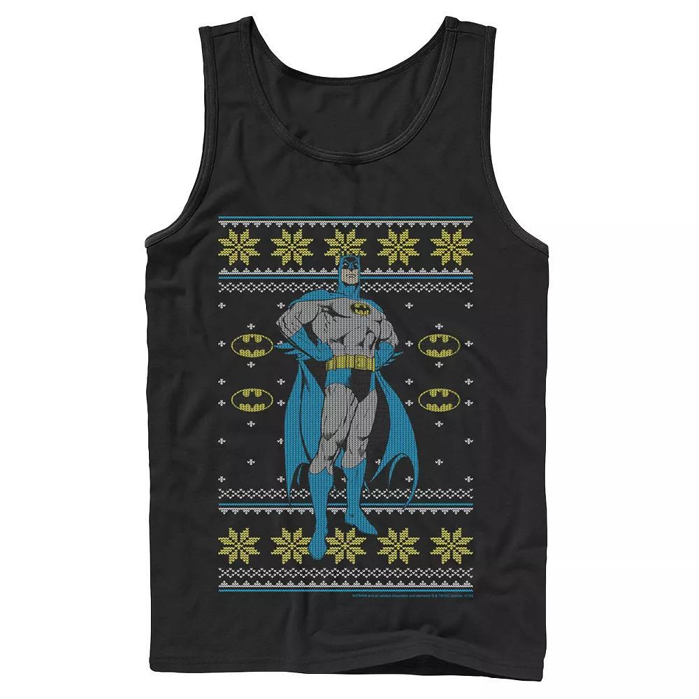 Men's DC Comics Batman Power Stance Christmas Sweater Style Tank Top, Size: Large, Black Product Image