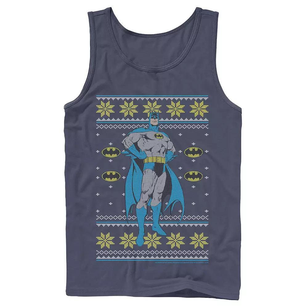 Men's DC Comics Batman Power Stance Christmas Sweater Style Tank Top, Size: Large, Black Product Image