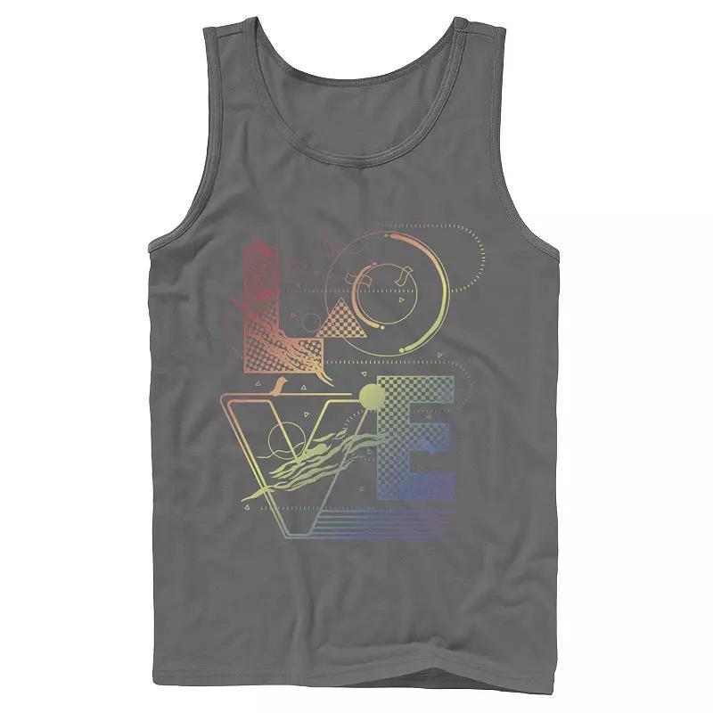Men's Love Pride Eighties-Inspired Text Tank Top, Size: XL, Grey Product Image