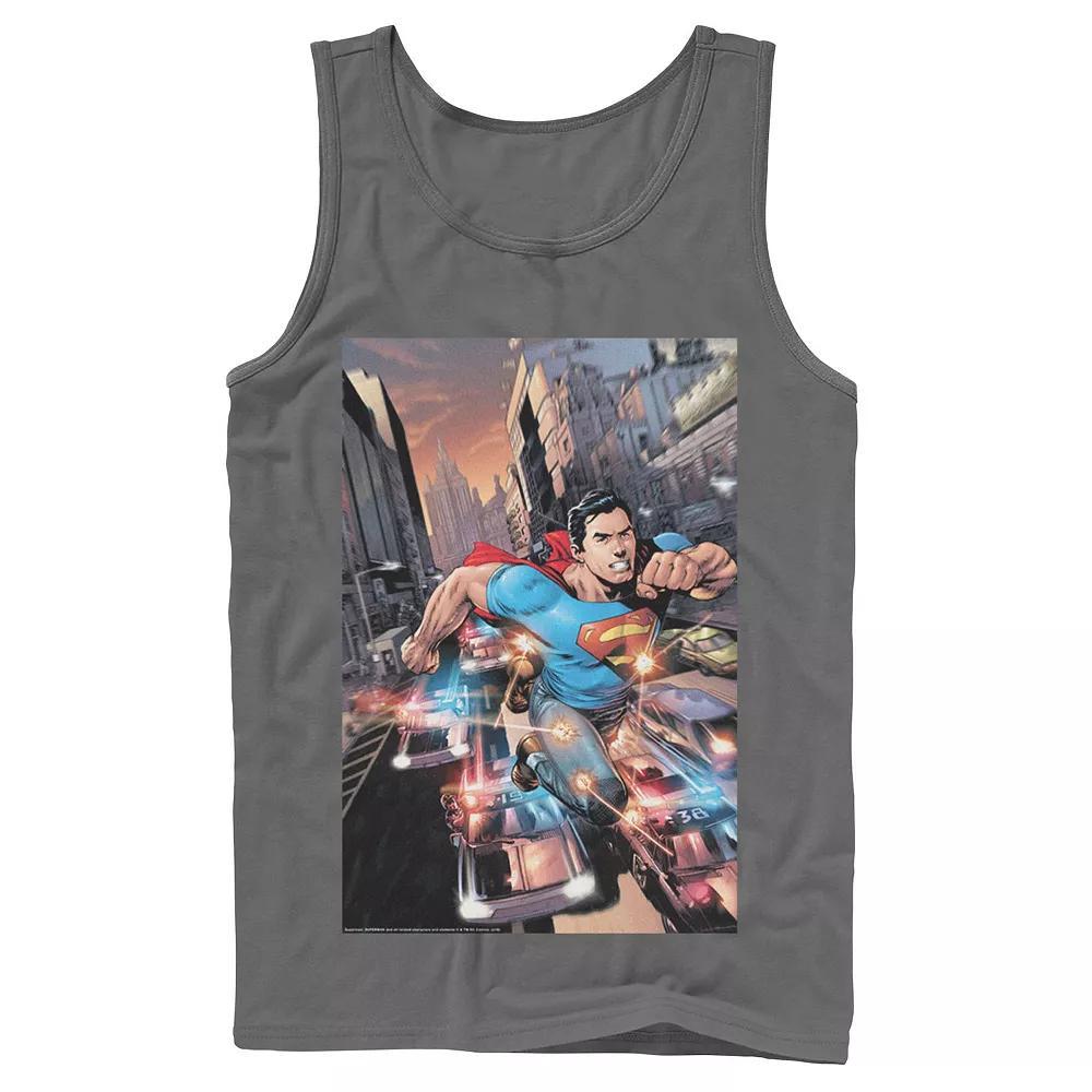 Men's DC Comics Superman Flashing Lights Poster Tank Top, Size: XL, Grey Product Image