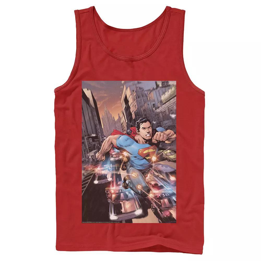 Mens DC Comics Superman Flashing Lights Poster Tank Top Product Image