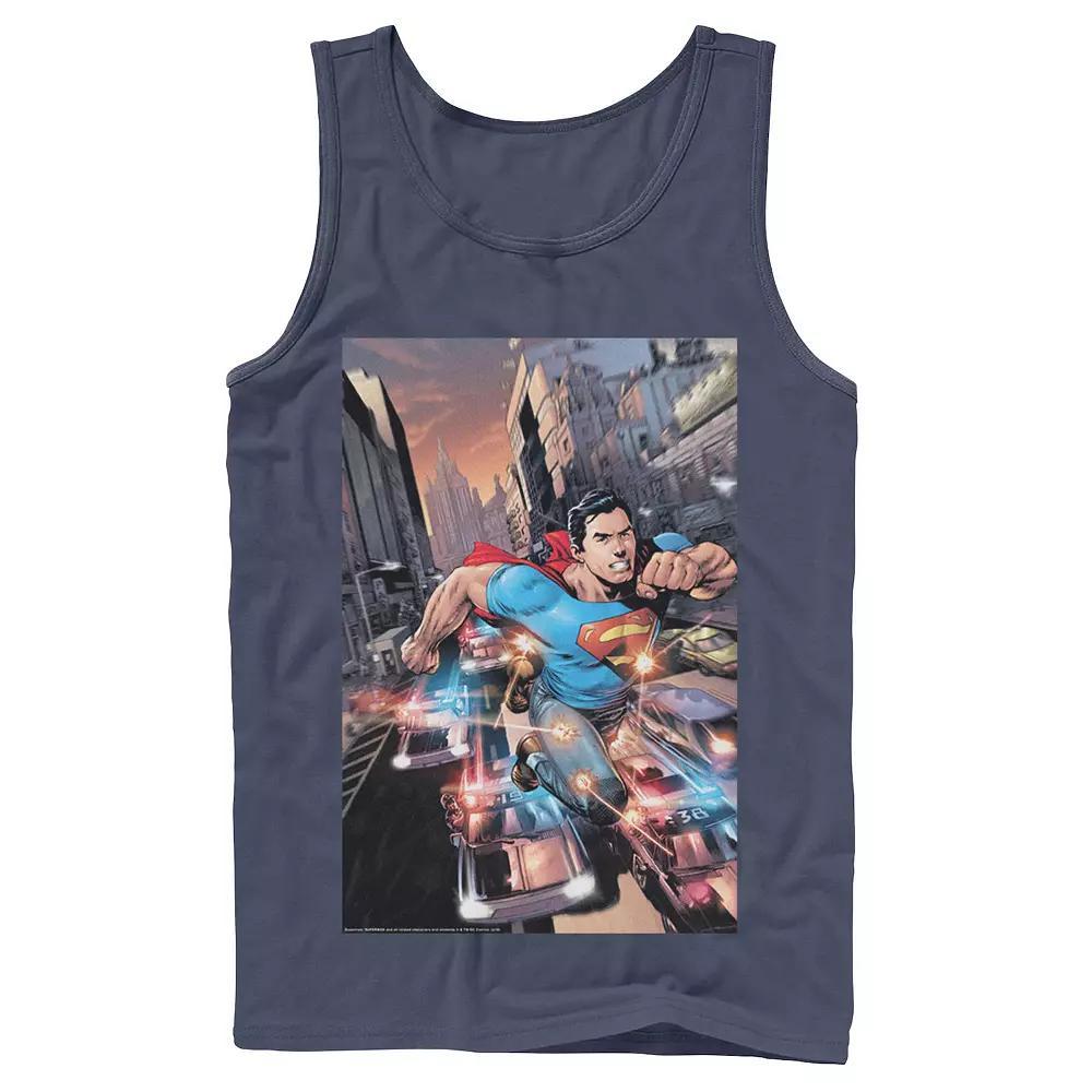 Men's DC Comics Superman Flashing Lights Poster Tank Top, Size: XL, Grey Product Image