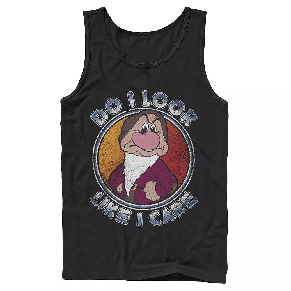 Disney's Snow White Dwarf Grumpy Do I Look Like I Care Men's Tank Top, Size: XL, Black Product Image