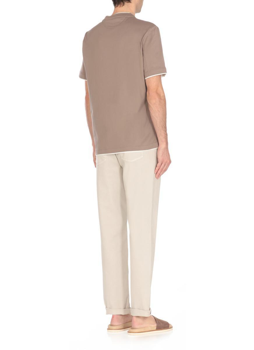 BRUNELLO CUCINELLI T-shirts And Polos In Bark+off White Product Image