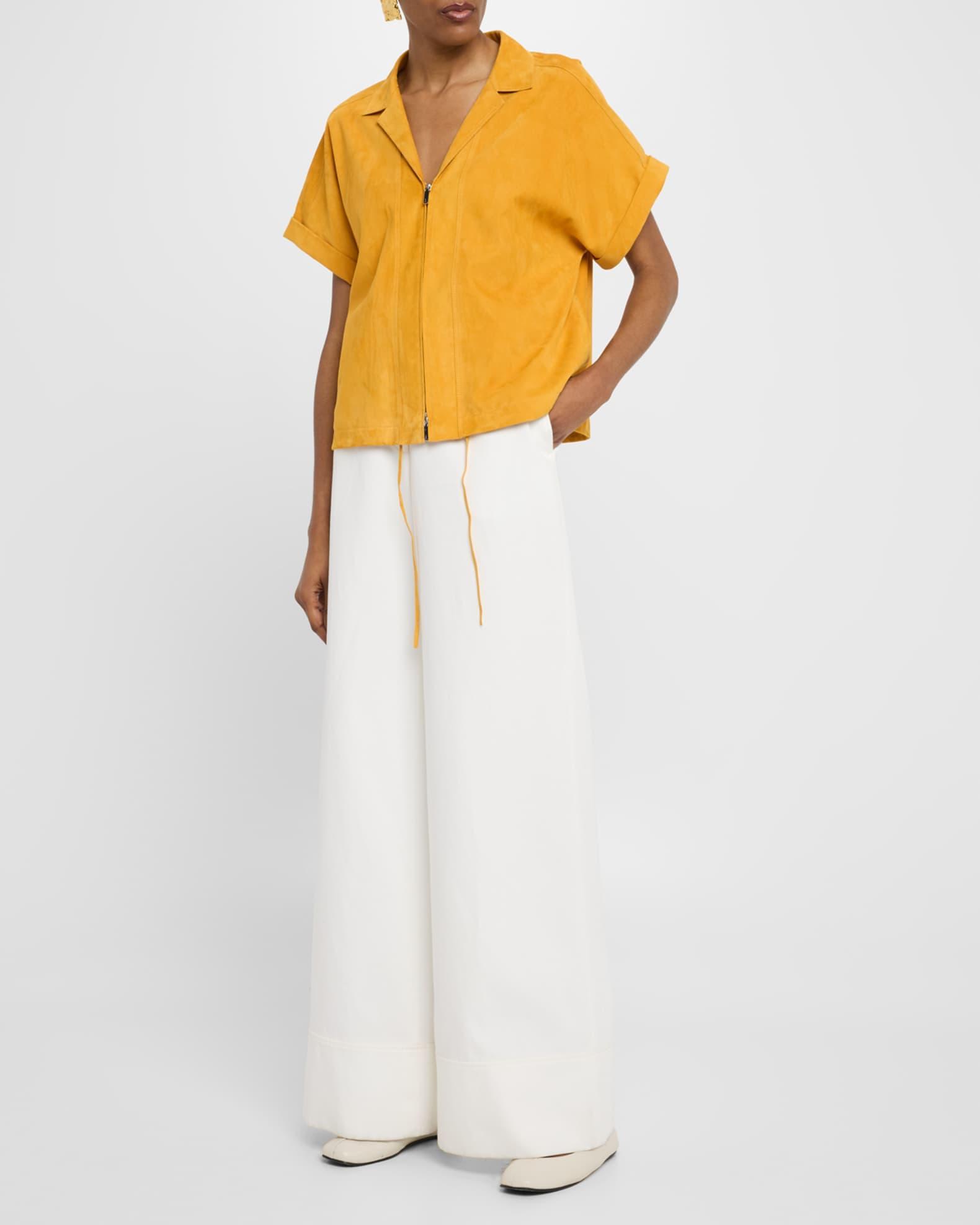 Zip-Front Suede Blouse Product Image