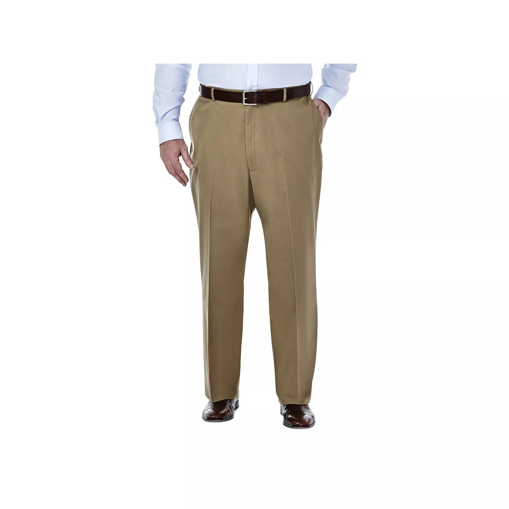 Big & Tall Haggar® Premium Stretch No-Iron Khaki Flat-Front Pants, Men's, Size: 44X30, Dark Blue Product Image