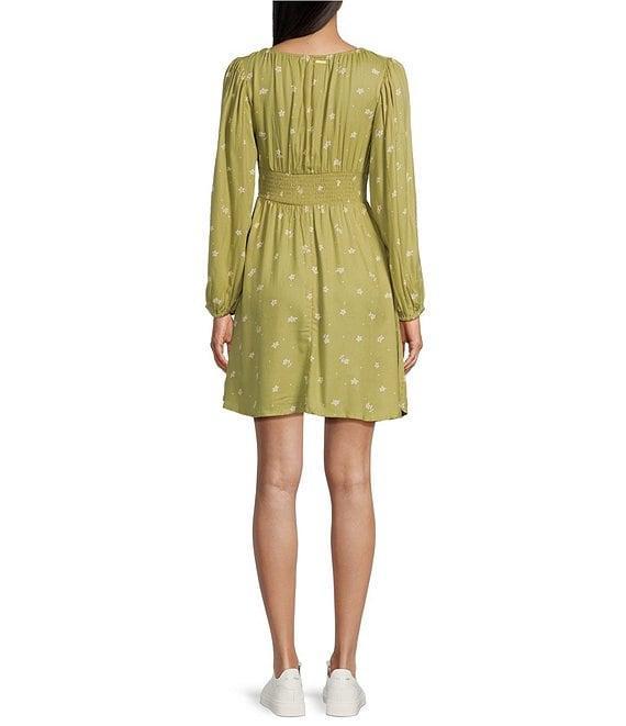 Billabong Sol Love Blouson Sleeve Floral Dotted Mini Dress Product Image