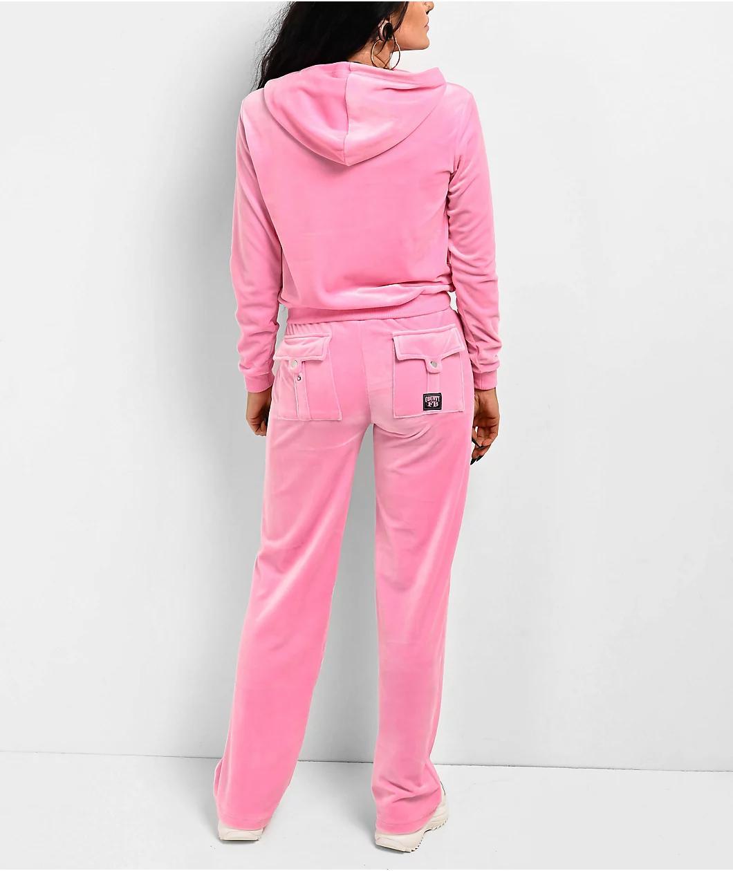 FB County Pink Velour Zip Hoodie Product Image