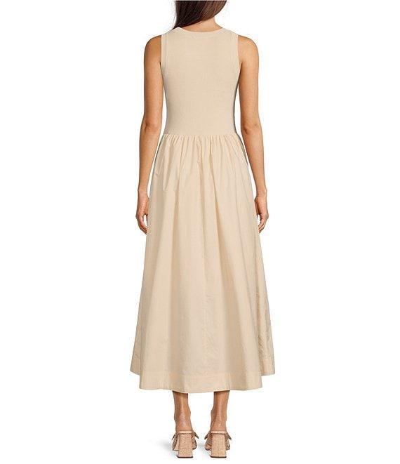 Gibson & Latimer Mixed Media Jewel Neck Sleeveless Fit and Flare Flounce Dress Product Image