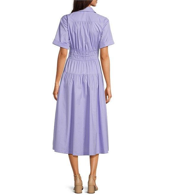 Moda Tara Short Sleeve Button Front Poplin Shirt Midi Dress Product Image