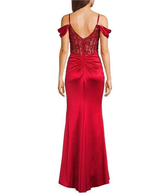 B. Darlin Sweetheart Neck Off The Shoulder Corset Knot Front Dress Product Image