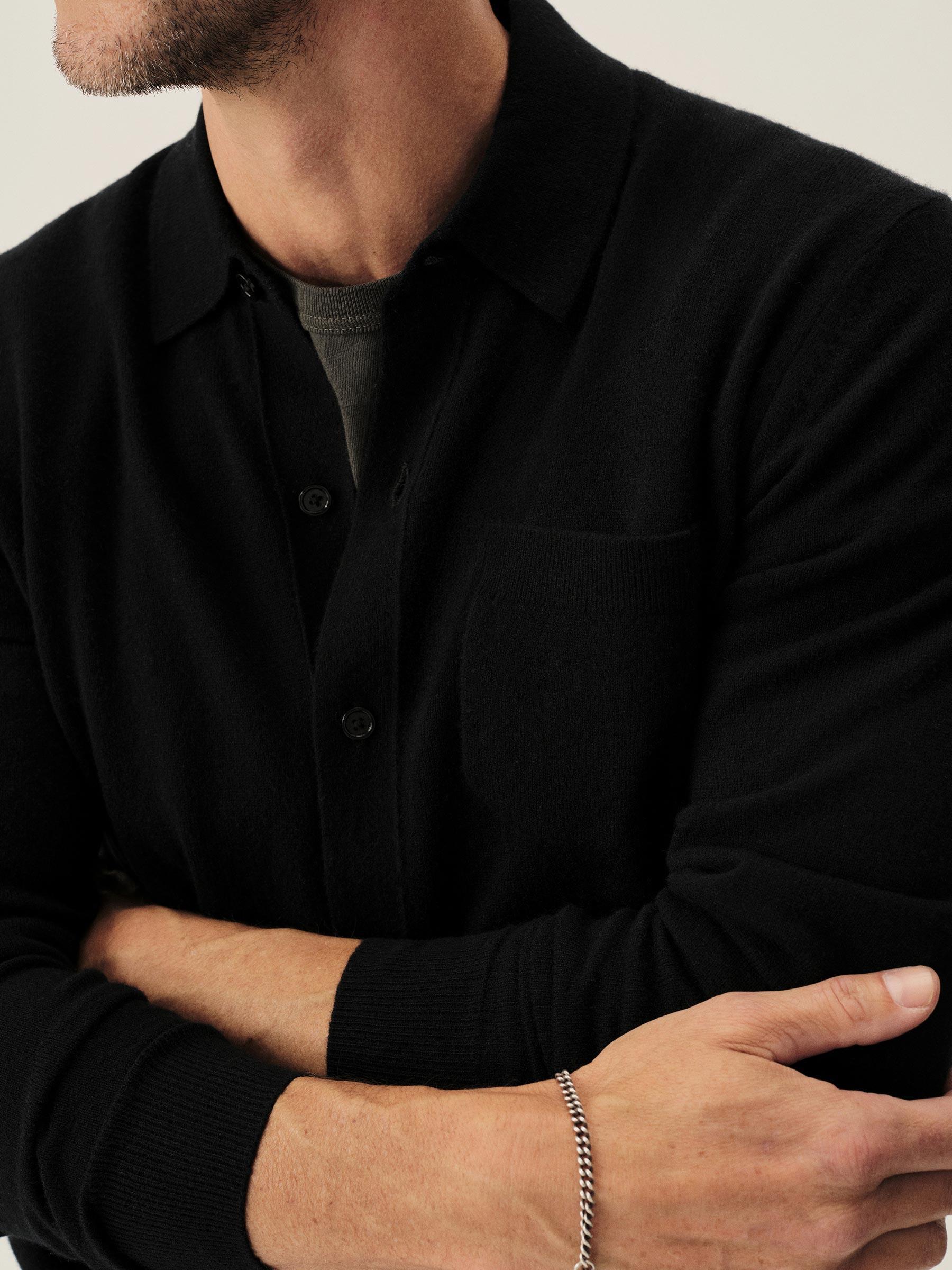 Black California Cashmere Button Down Shirt Product Image