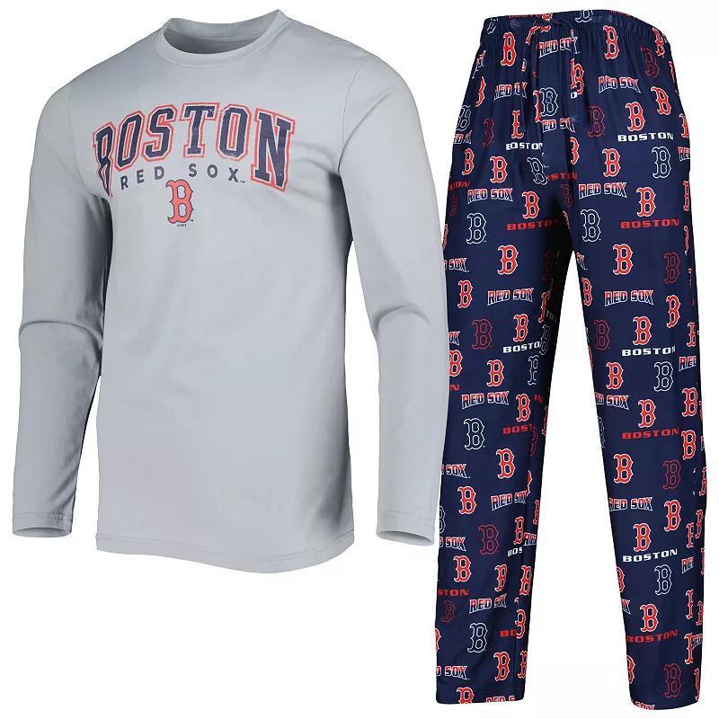 Men's Concepts Sport Navy/Gray Boston Red Sox Breakthrough Long Sleeve Top & Pants Set, Size: 4XL, Blue Product Image