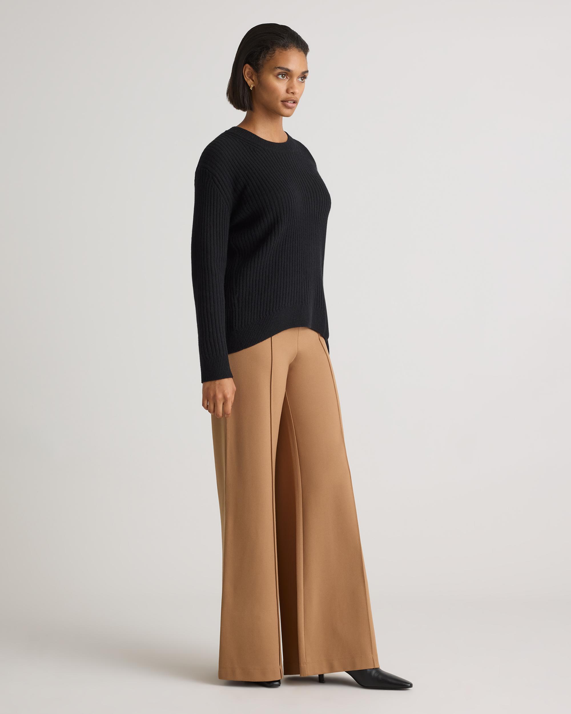 Quince | Women's Mongolian Cashmere Relaxed Wide-Rib Crewneck Sweater Product Image
