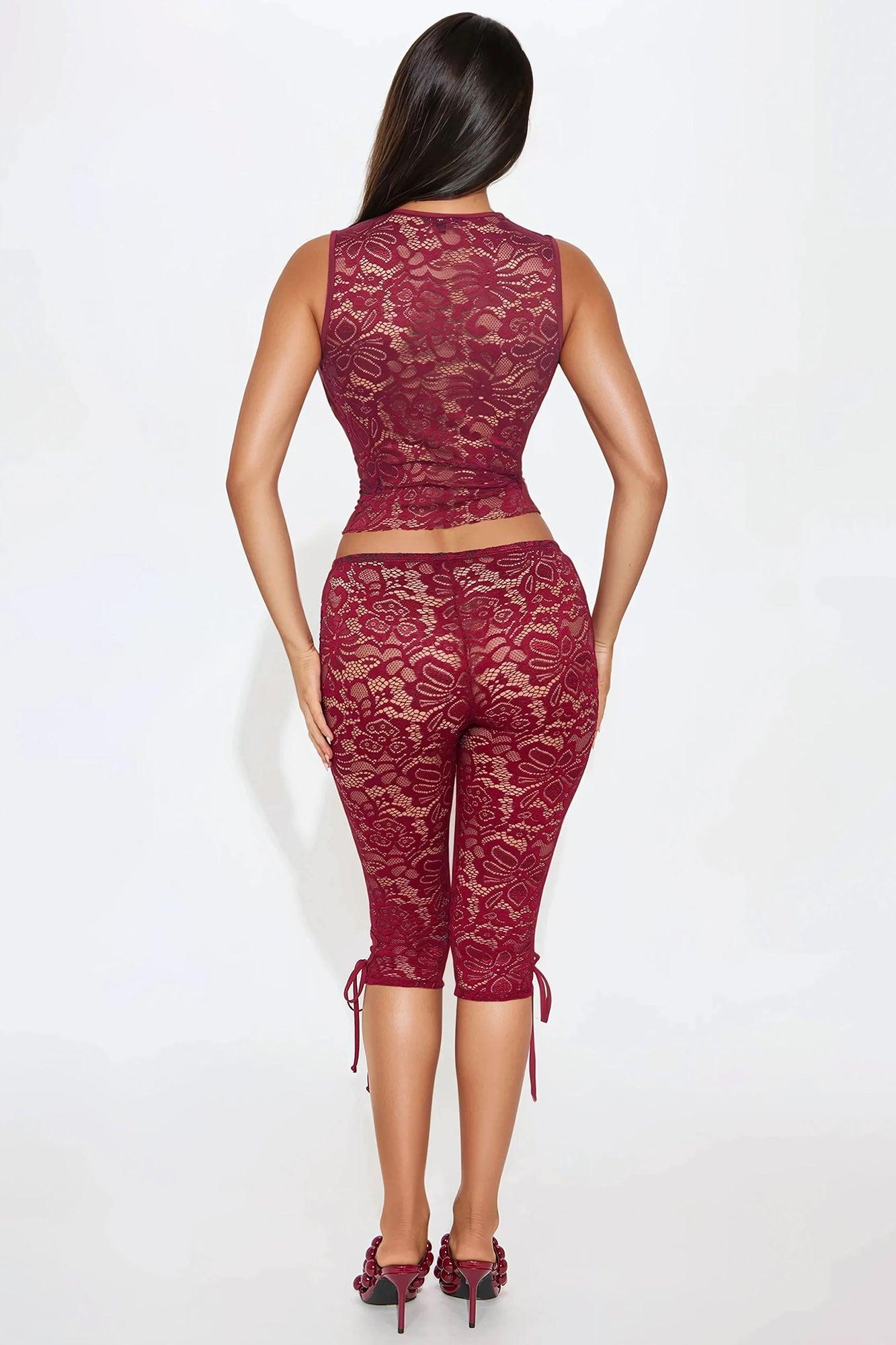 Lora Lace Capri Set - Wine Product Image