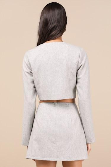 Preppy Pursuit Heather Grey Two-Piece Long Sleeve Mini Dress Product Image