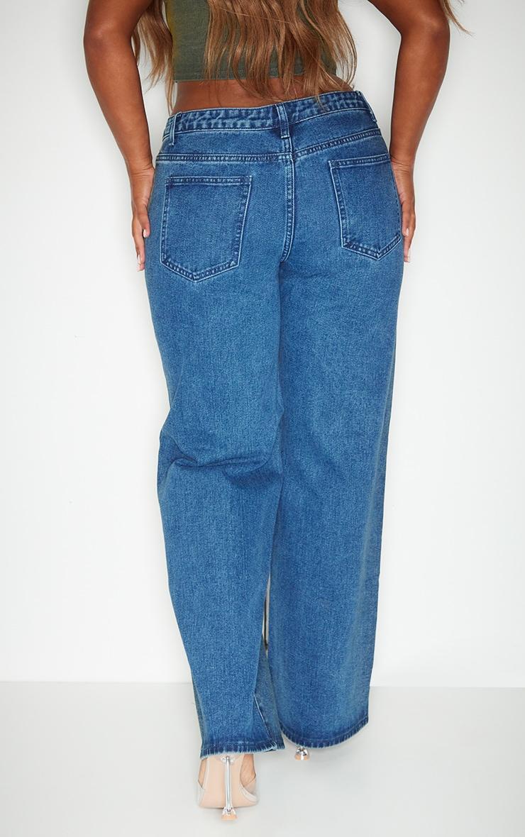 Shape Dark Blue Denim Washed Wide Leg Jeans Product Image