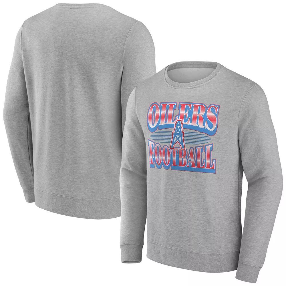 Men's Fanatics Heather Gray Houston Oilers Chance Throwback Fleece Pullover Sweatshirt, Size: 5XL, Nfl Grey Product Image