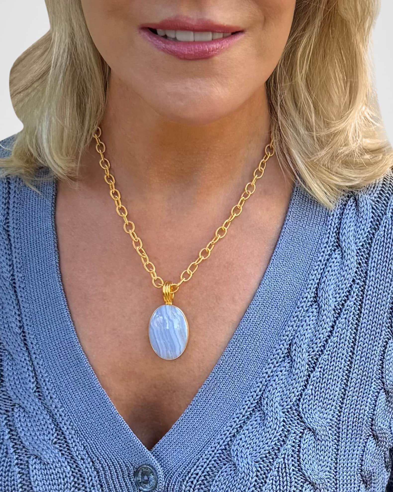 Blue Lace Agate Twist Necklace Product Image