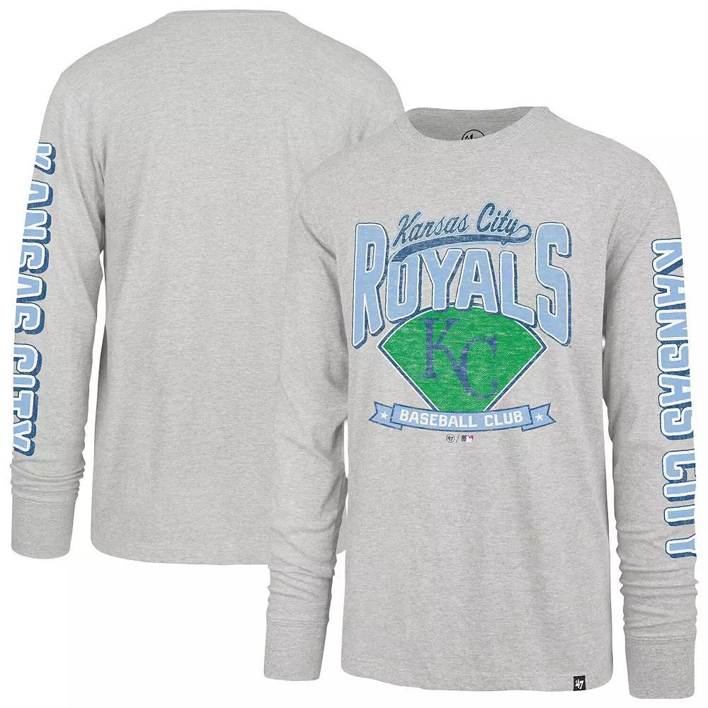Men's '47 Gray Kansas City Royals Fair Ball Franklin Long Sleeve T-Shirt, Size: Large, Grey Product Image
