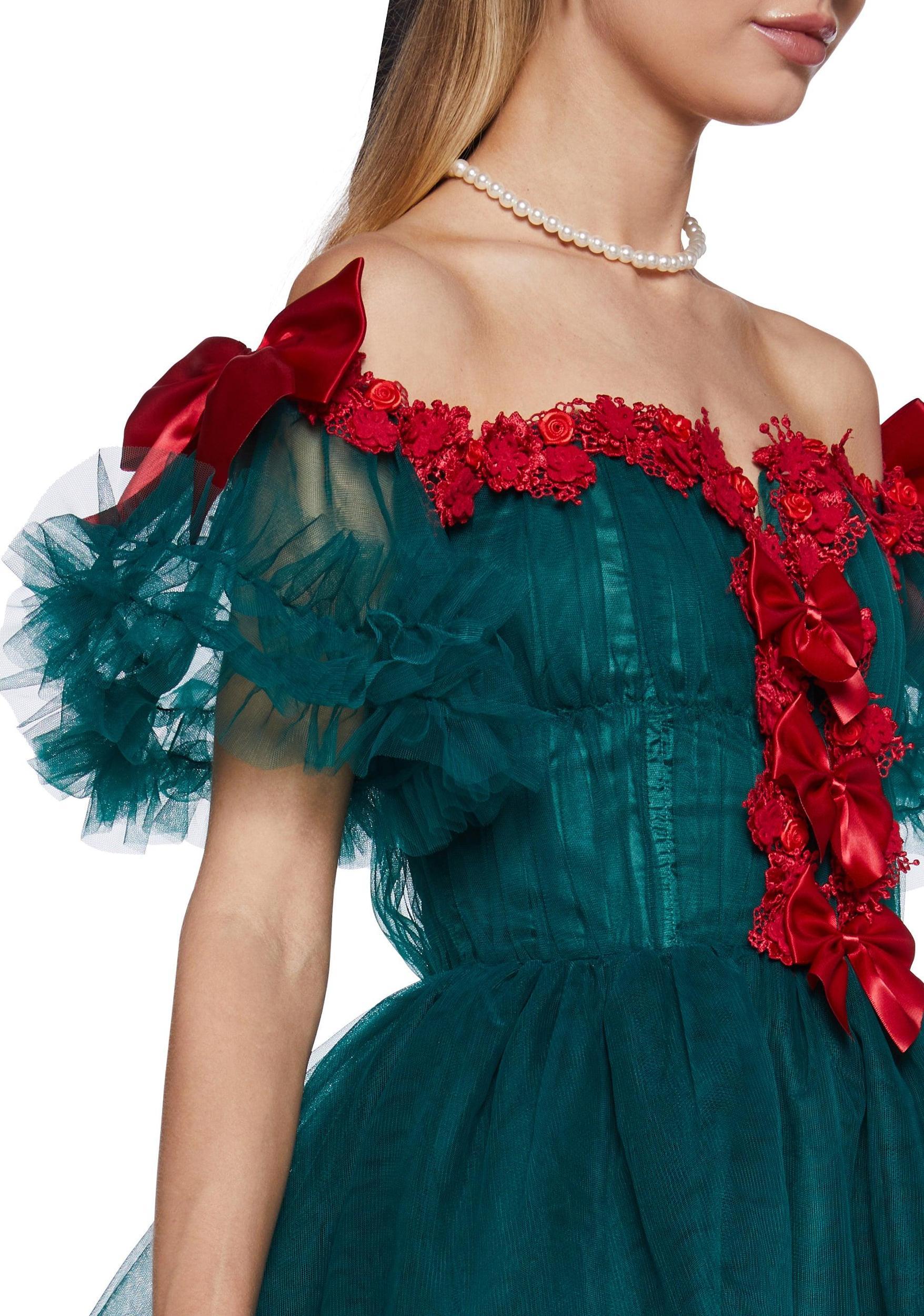 Winter Rose Mini Dress - Green Baby Product Image