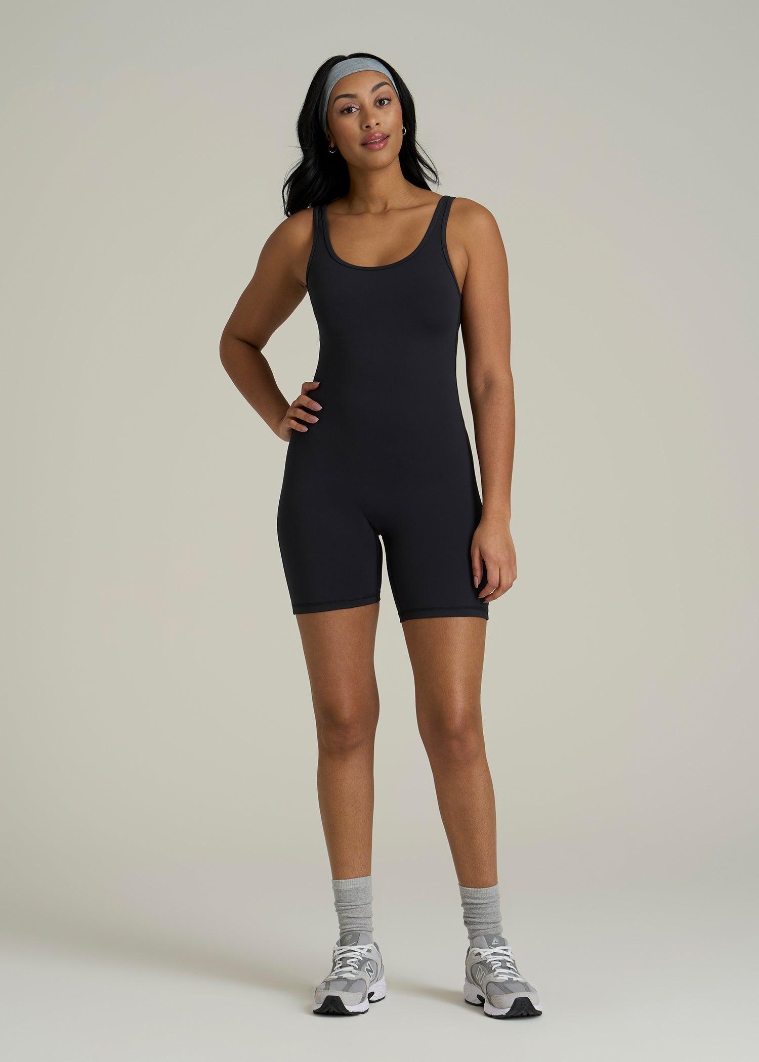 Balance Scoopneck Romper for Tall Women in Black Product Image