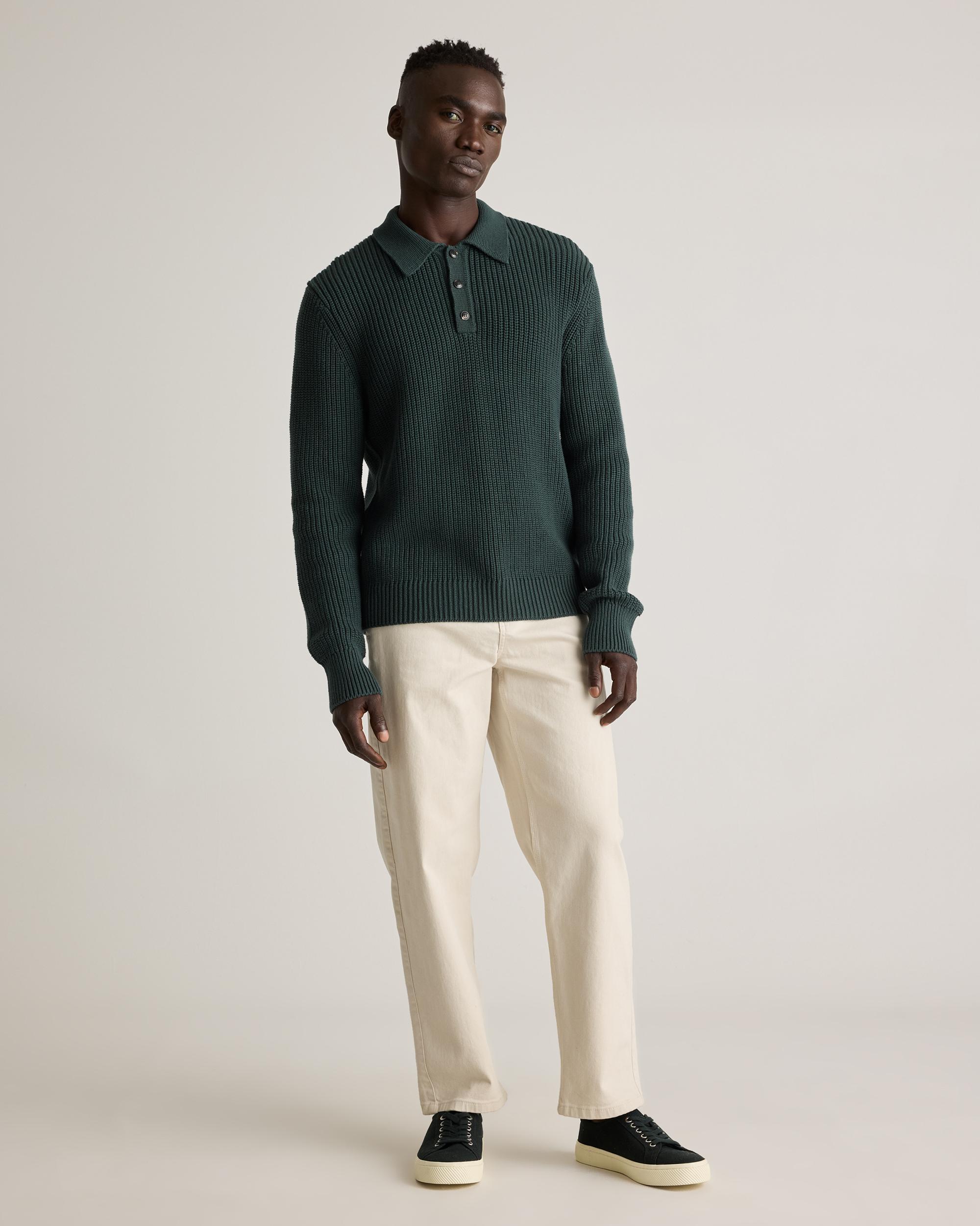 Quince | Men's Fisherman Polo Sweater Organic Cotton Product Image
