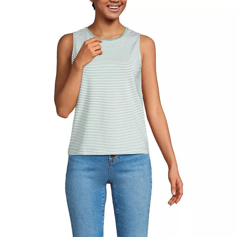 Women's Lands' End Lightweight Jersey Tank Top, Size: Large, Sweet Orange Stripe Product Image