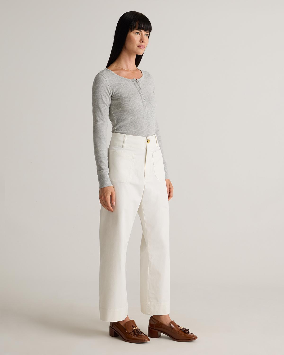 Quince | Women's Organic Stretch Cotton Chino Cropped Wide Leg Pants Organic Cotton Product Image