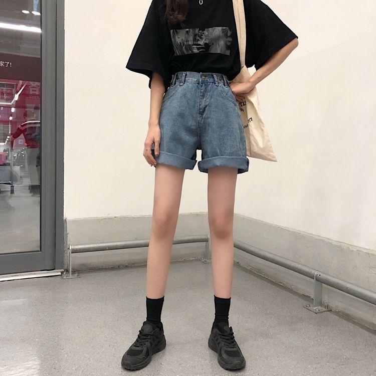 High-Waist Denim Shorts Product Image