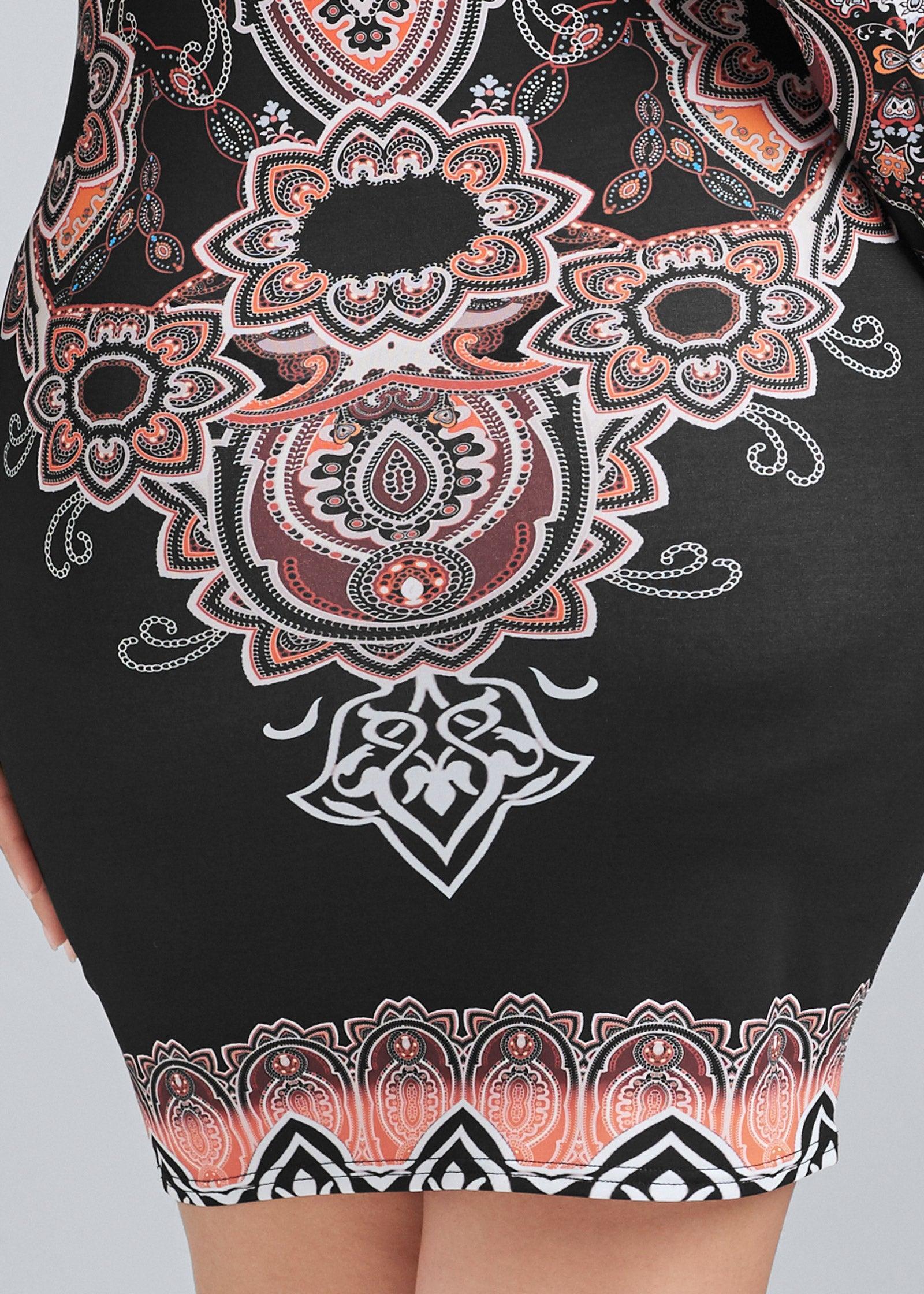 Paisley Cold-Shoulder Dress - Black Multi Product Image