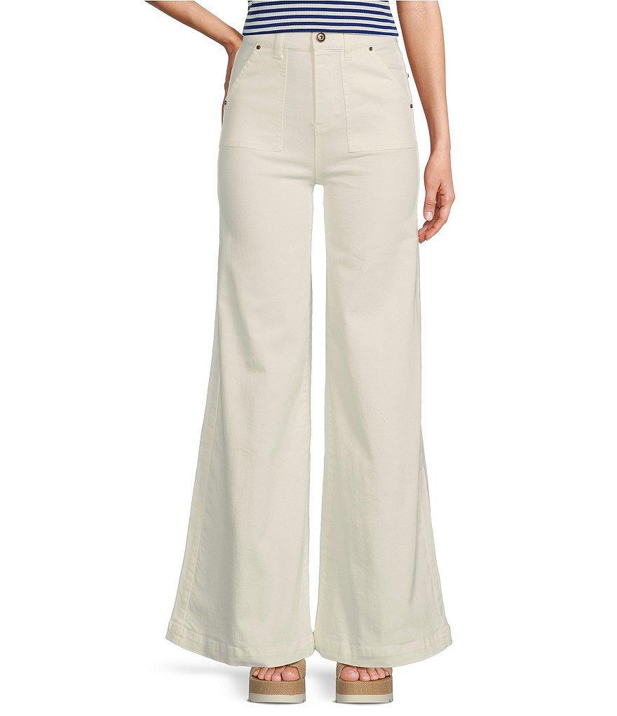 A Loves A High Rise Wide Leg Patch Pocket Utility Jeans Product Image