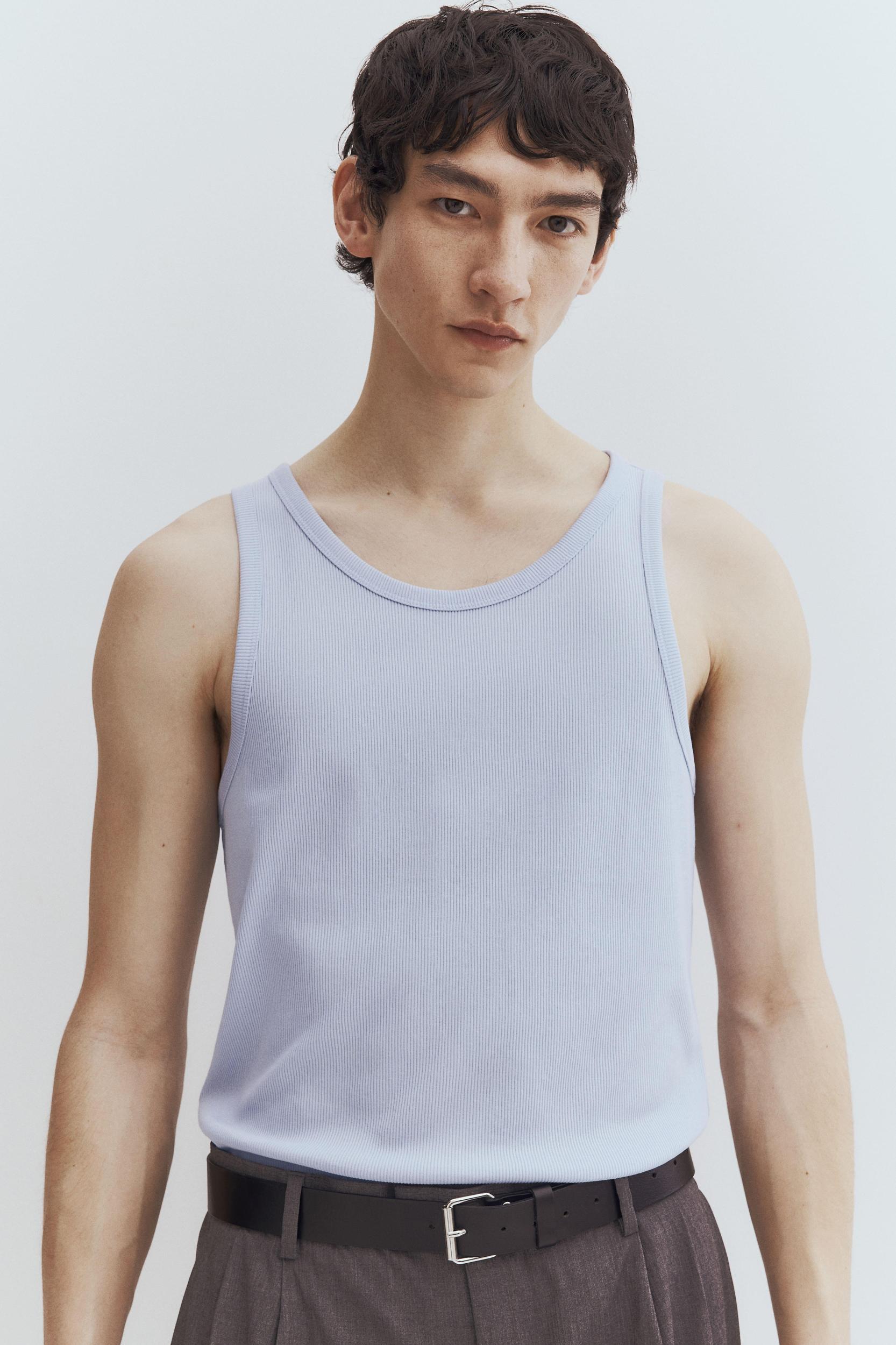 Slim Fit Ribbed Tank Top Product Image