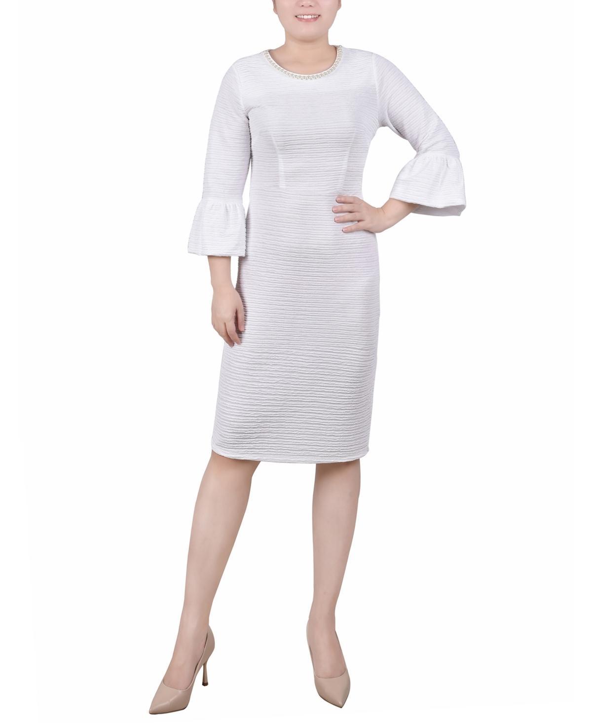 Ny Collection Womens 3/4 Length Imitation Pearl Detail Dress Product Image