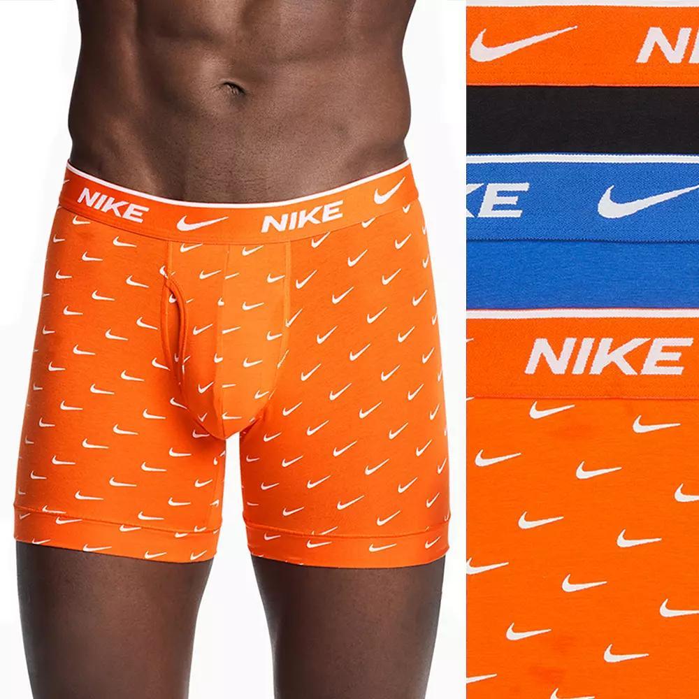 Men's Nike Dri-FIT Essential 3-pack Stretch Boxer Briefs, Size: Large, Black Orange Blue Product Image