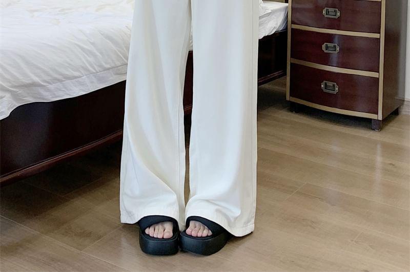 High Waist Plain Wide Leg Jeans Product Image