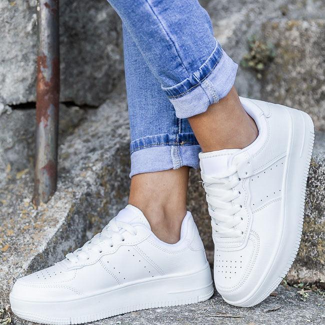 Kandace White Leather Sneakers FINAL SALE Product Image