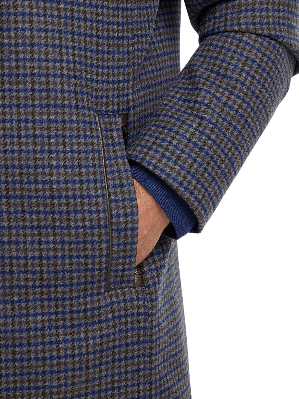 Wool Blend Check Carcoat - Multi Product Image