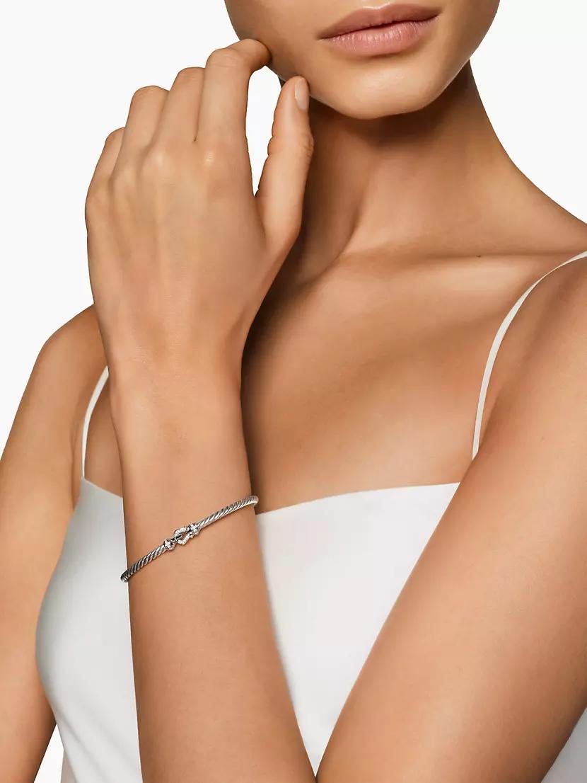 Womens Buckle Classic Cable Bracelet in Sterling Silver Product Image