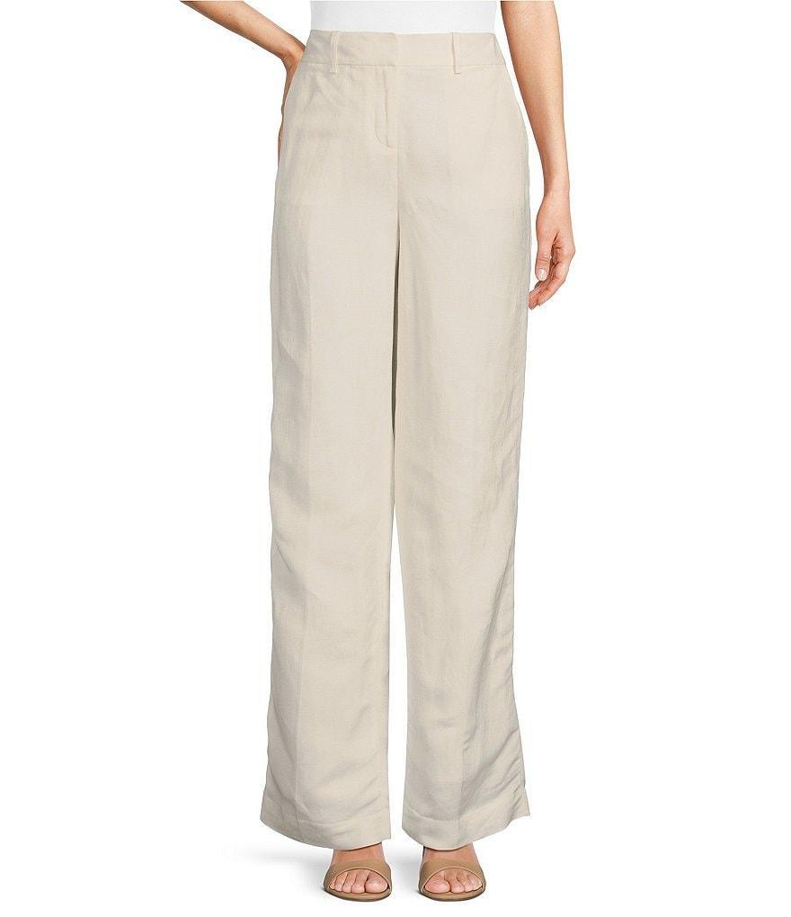 Calvin Klein Linen Blend Belted Straight Leg Pants Product Image