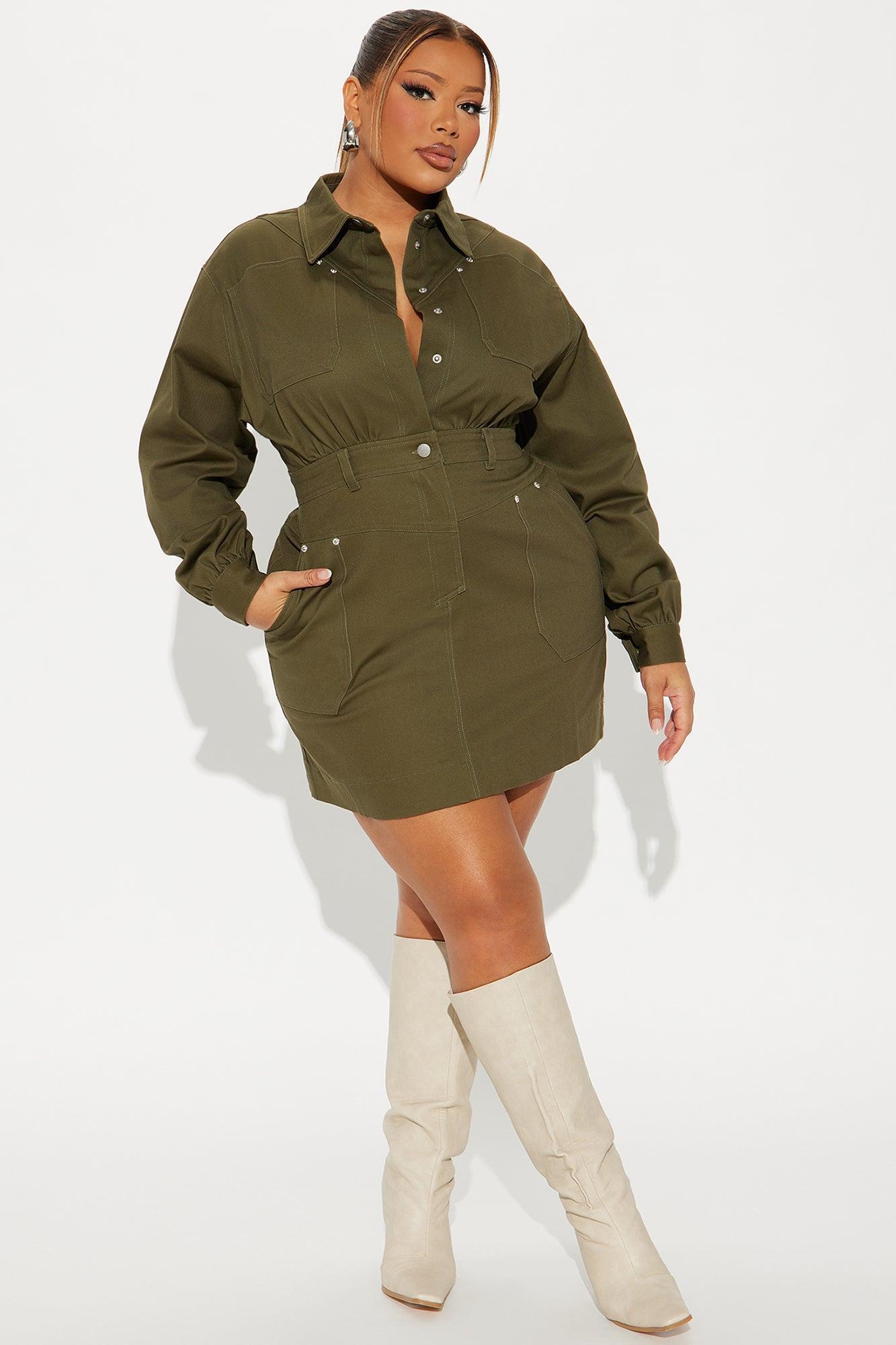 Jeanie Denim Mini Dress - Green Product Image