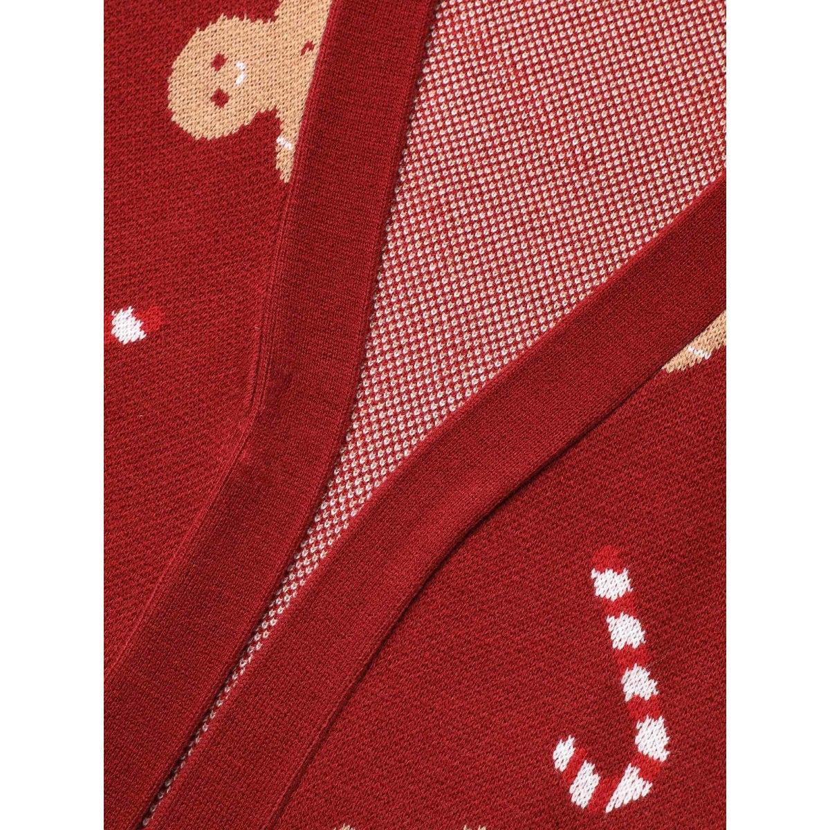 Plus Size Gingerbread & Candycane Shimmering Threads Cardigan Scarlet Women Casual Loose Long Sleeve Everyday Cardigans BloomChic 14-16/1X Product Image