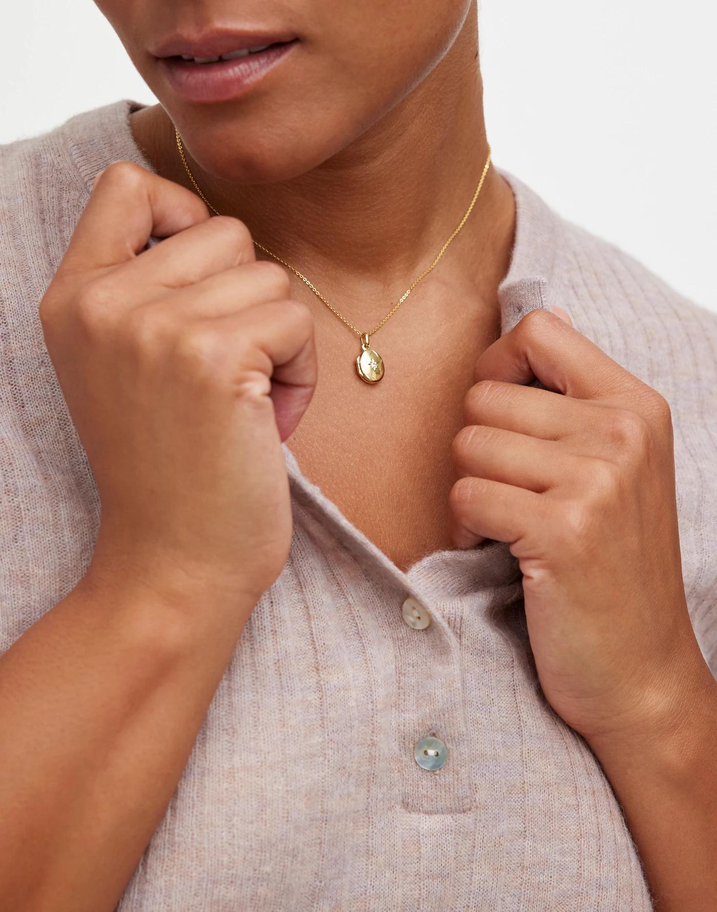Demi-Fine Oval Locket Necklace Product Image
