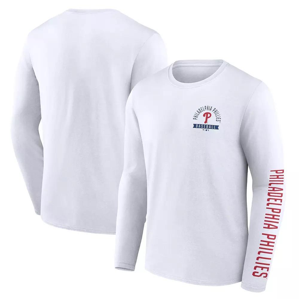 Men's Fanatics Branded  White Philadelphia Phillies Press Box Long Sleeve T-Shirt, Size: 5XL Product Image