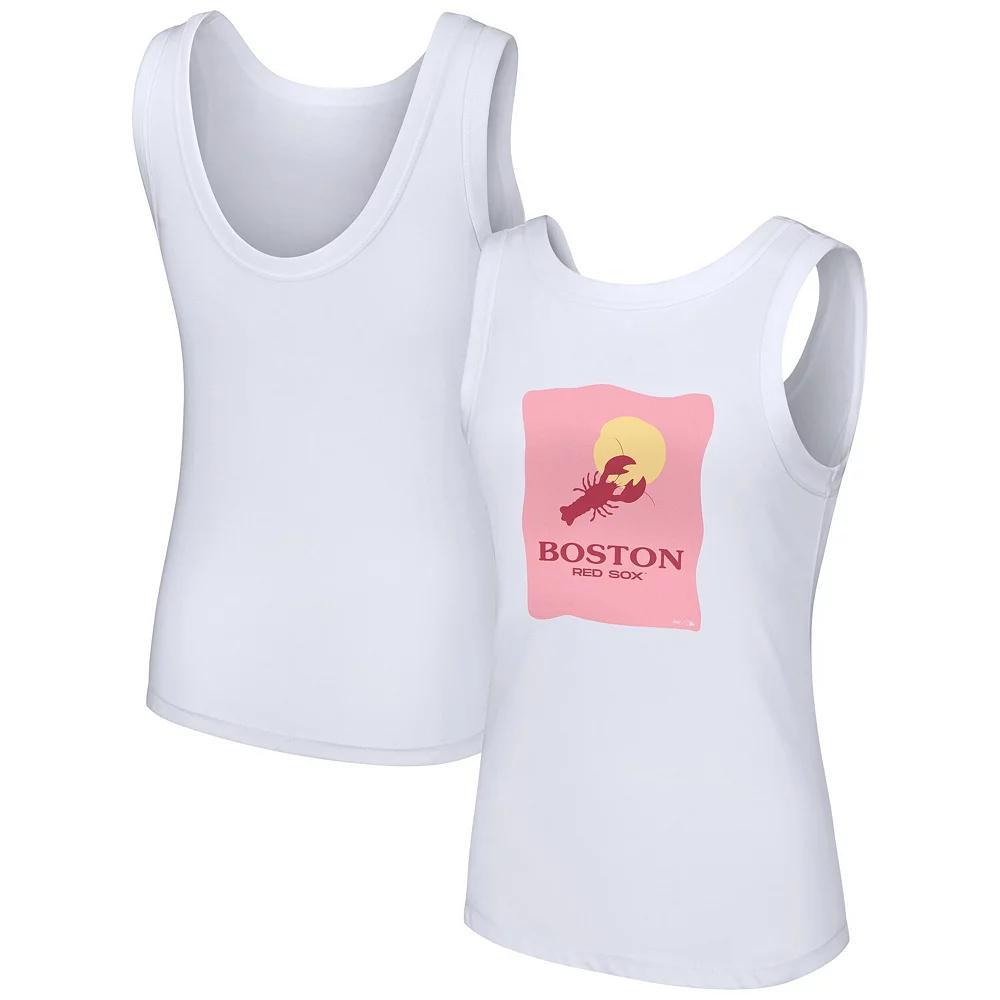 Women's Lusso Style  White Boston Red Sox Lindy Tank Top, Size: Small Product Image
