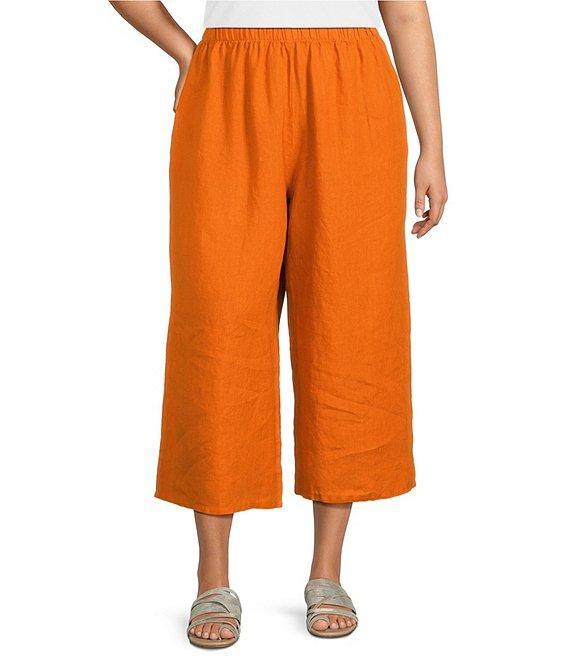 Bryn Walker Plus Light Linen Elastic Waist Wide Leg Pants Product Image