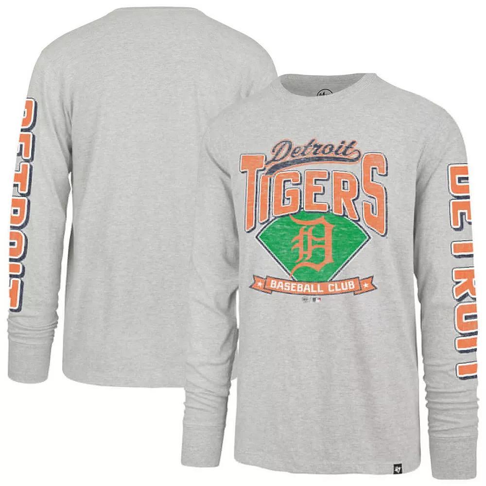 Men's '47 Gray Detroit Tigers Fair Ball Franklin Long Sleeve T-Shirt, Size: XL, Grey Product Image