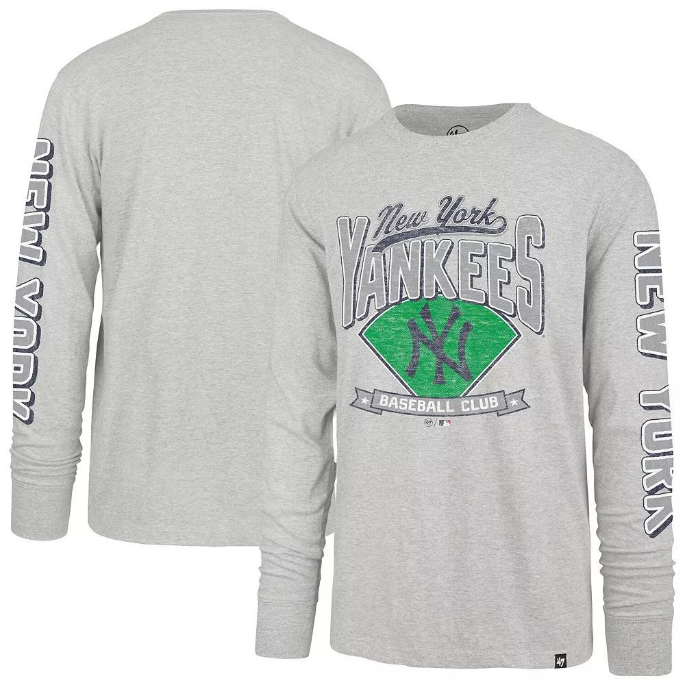 Men's '47 Gray New York Yankees Fair Ball Franklin Long Sleeve T-Shirt, Size: 2XL, Grey Product Image
