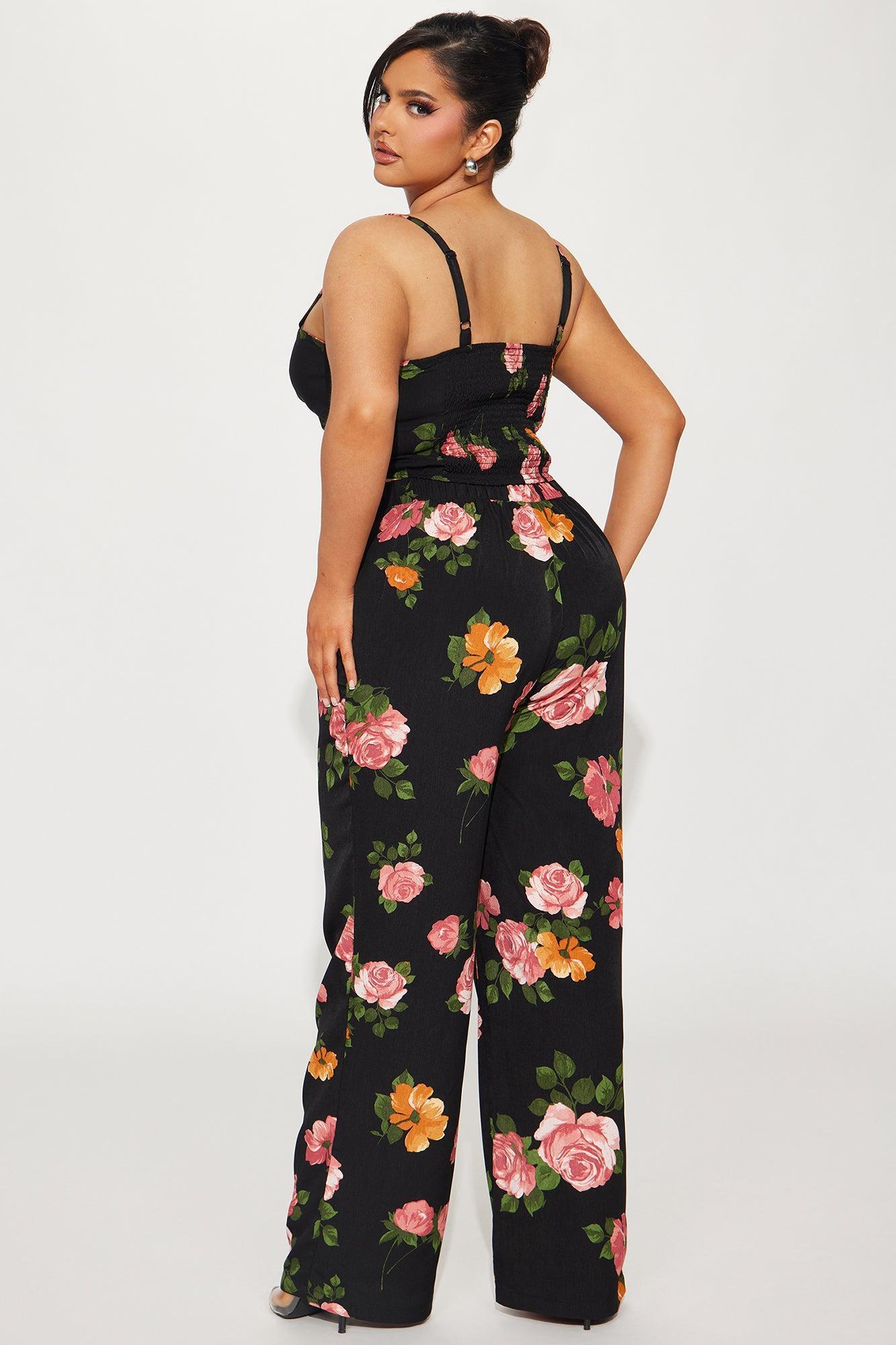 Monroe Floral Pant Set - Black/combo Product Image