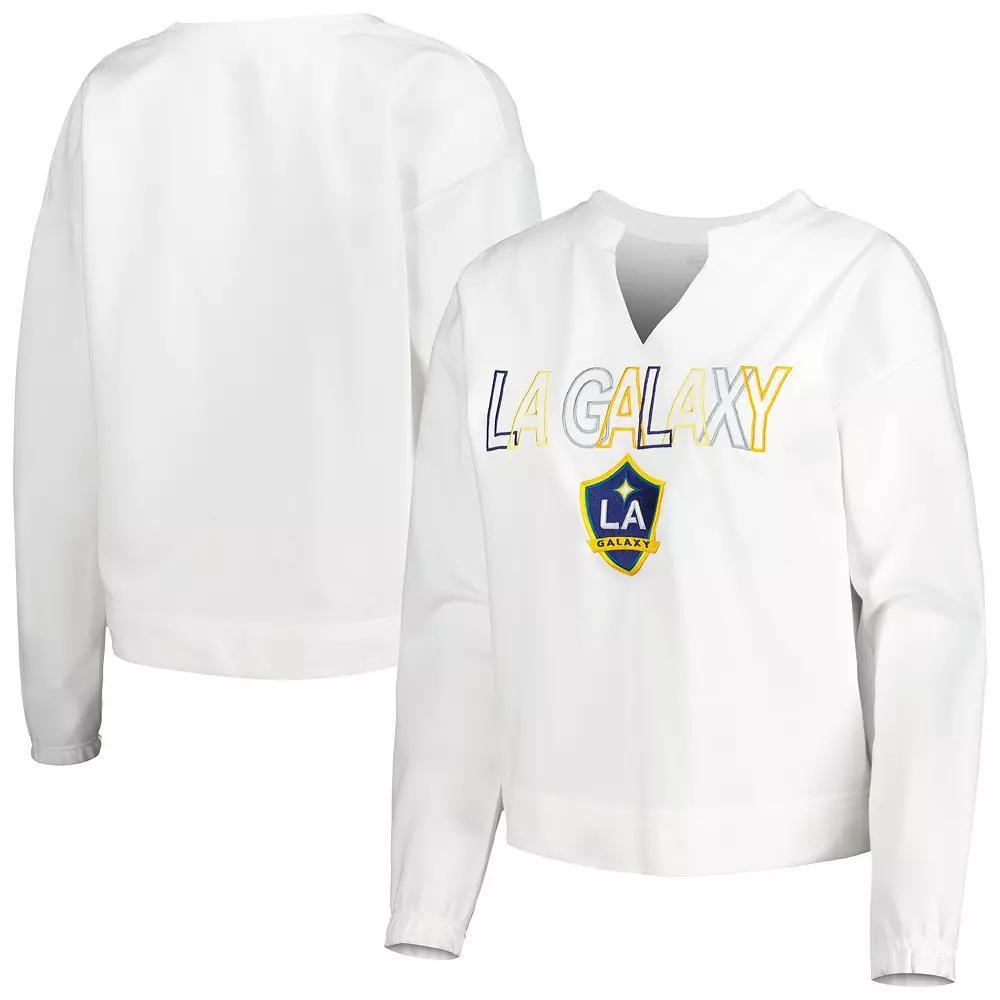 Women's Concepts Sport  White LA Galaxy Sunray Notch Neck Long Sleeve T-Shirt, Size: Medium Product Image